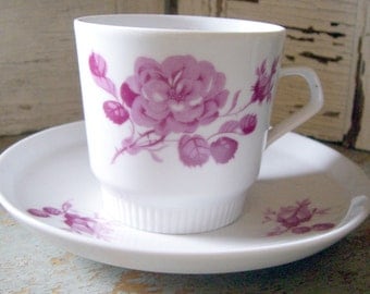 Vintage Tea Cup, Colditz, Floral, Pink, Roses, Demitasse, Teacup