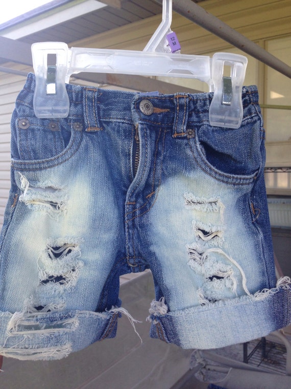 Distressed denim baby/toddler boy jean shorts by GlitterLovers
