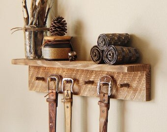 Rustic key hooks with 6 pegs, reclaimed wall hooks, 24" x 4" x 4", barn wood jewelry rack