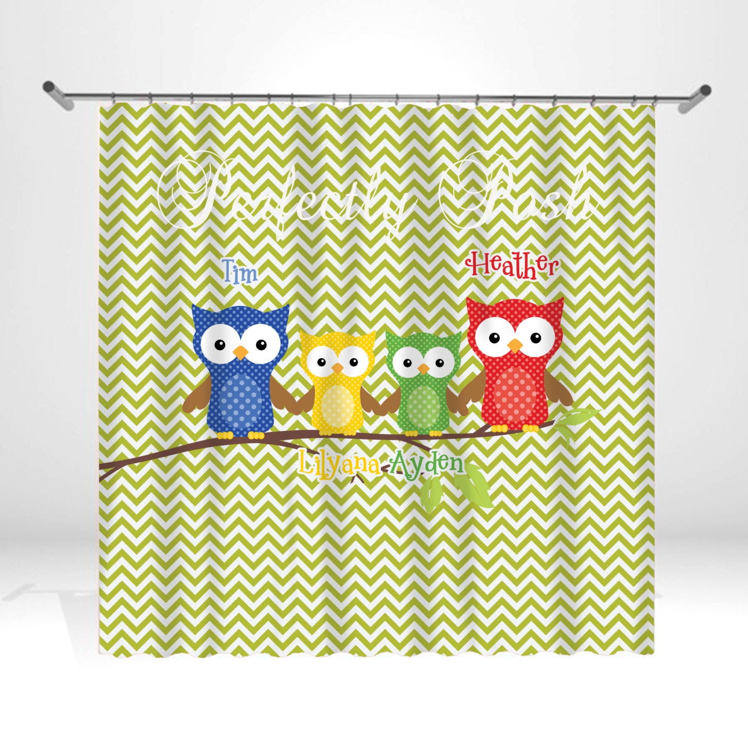 Owl Personalized Custom Shower Curtain Monogram with Name or