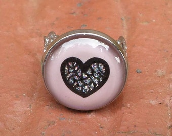 Nail Polish Ring with Adjustable Filigree Band, featuring a Diamond Heart on Essie's Demure Vixen
