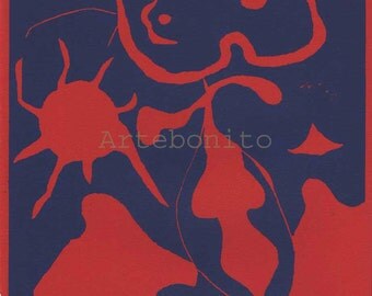 Miro Linoleum / Linocut Framed, printed for Xx Siecle