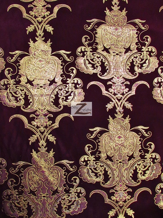 Royal Damask Flocking Velvet Upholstery Fabric by BigZFabric