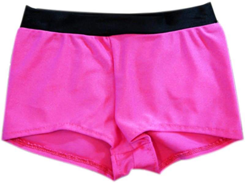 Hot Pink Shorts with a Black Waistband Spandex Dance Shorts
