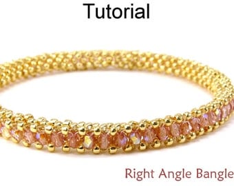 Beading Tutorial Pattern Bracelet - Tubular Right Angle Weave RAW - Simple Bead Patterns - Right Angle Bangle #9346