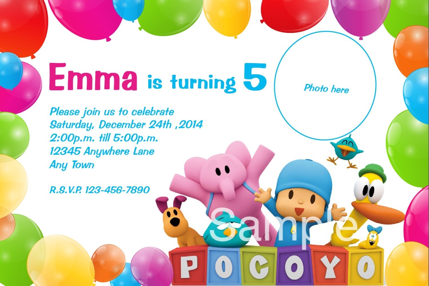 Pocoyo Invitation Printable Pocoyo Birthday Invitation