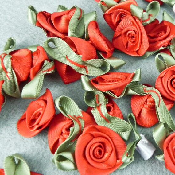 Items similar to Red Ribbon Rose Flower Trim, Wedding Supplies