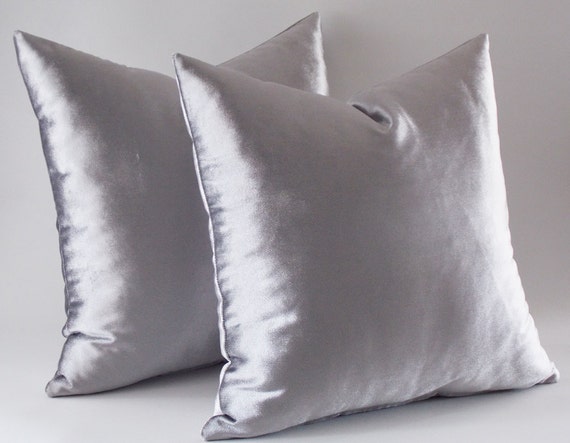 Set Of 2 Silver Velvet Pillow  Covers Decorative Velvet 