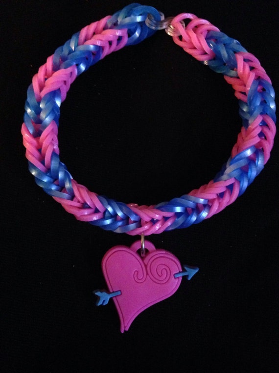 Heart Charm Rubber Band Bracelet by DaleyCreations on Etsy