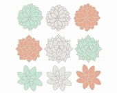 60% OFF SALE Digital Clip Art Succulents Clipart Flowers Coral, Mint, Gray Spring Easter Clipart Il_170x135