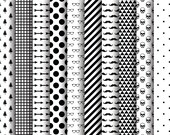 60% OFF SALE Digital Paper Instant Download Black and White Scrapbooking Paper Paper Supplies Valentines Day Supplies Il_170x135