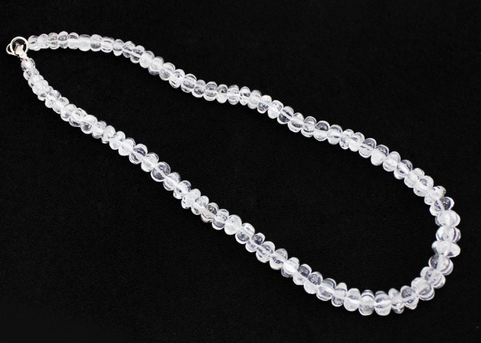 White Quartz Necklace 279.00 Cts Natural Carved by ShubhamJewels