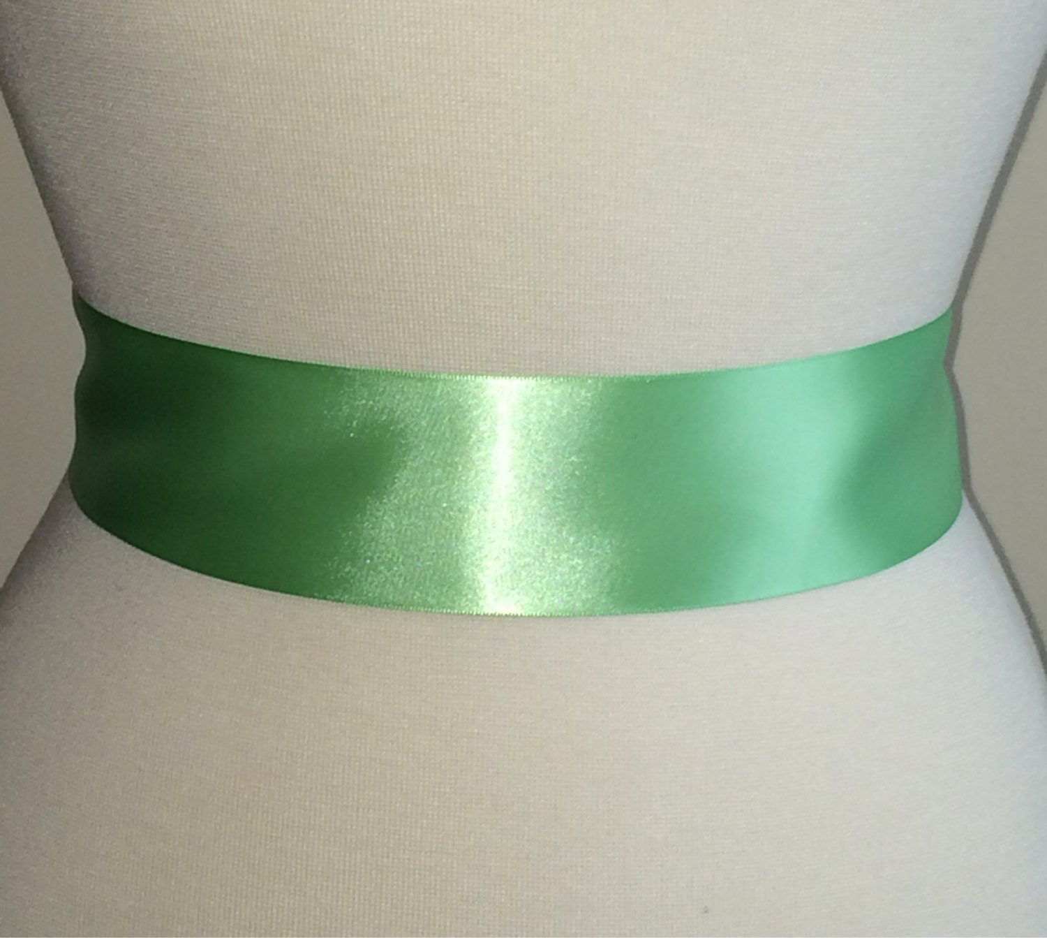 2 1/4 Mint Green Ribbon Dress Sash Bridesmaid by JustFunGarters