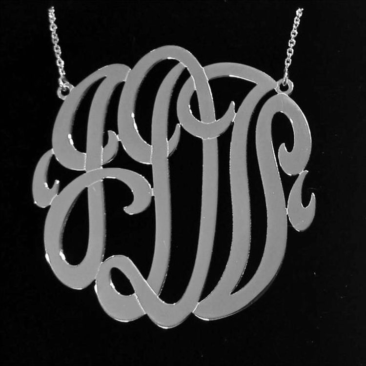 Large Sterling Silver Monogram Necklace with or by SkinnyBling