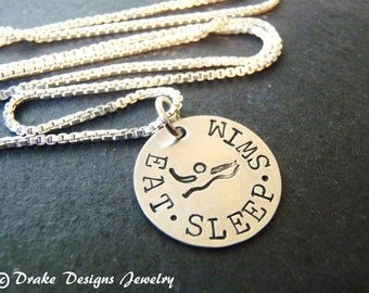 sterling silver Swimmer necklace gifts for swimmer jewelry