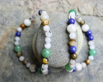 His and Hers, Stretch Beaded Bracel et, Daily Intention Mala, Yoga ...