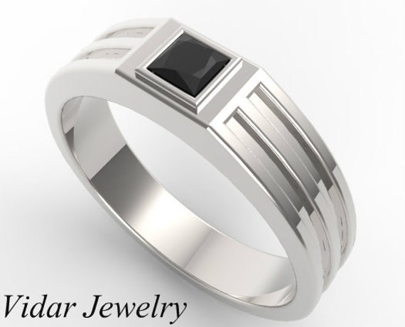 Men's Black Diamond Wedding Band-Unique Ring Design