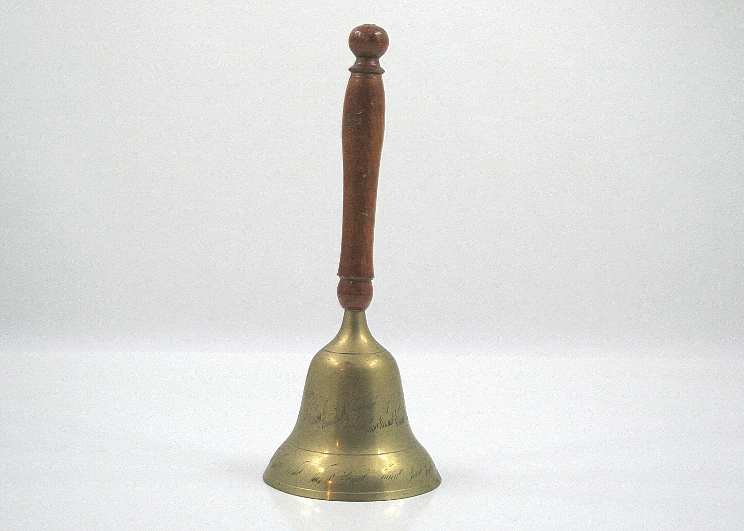 Large Brass Bell with Wooden Handle
