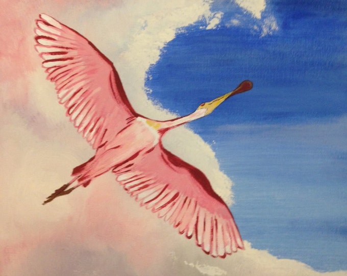 Variegated Spoonbill - 12 x 12 acrylic painting