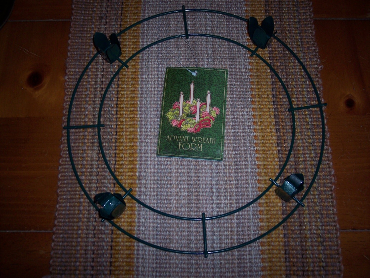 Wire base form for Advent wreath with attached candle