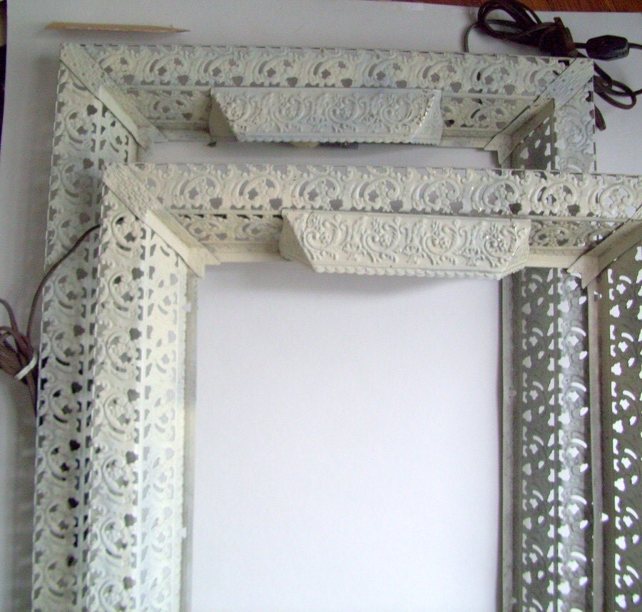 Vintage Tin Frames Lighting Set of 2 Hollywood Regency Metal