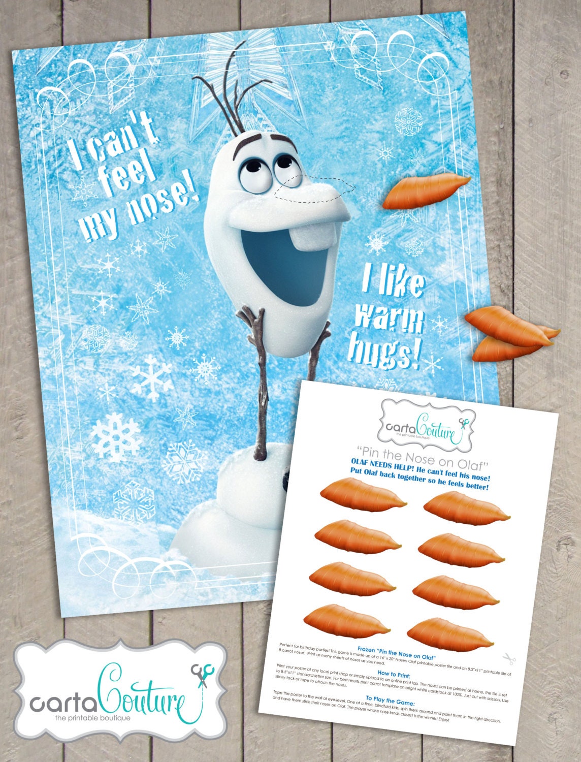 carrot printables for pin the nose on olaf party