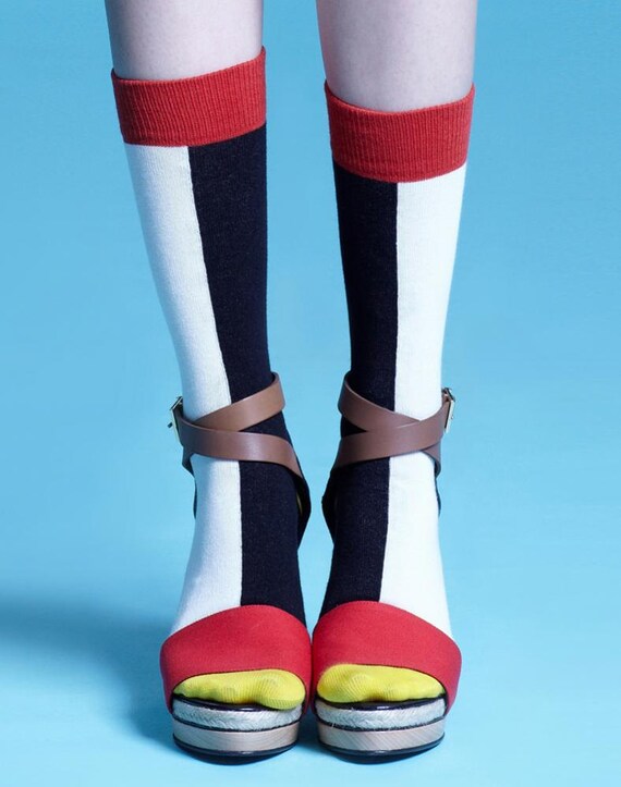 Estelle White Socks Mid Length Socks Bicolor Ankle Socks