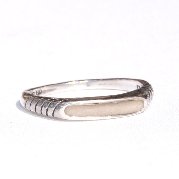Thin Ridged Band Sterling Silver Cremation Ring, Solidified Ashes ...