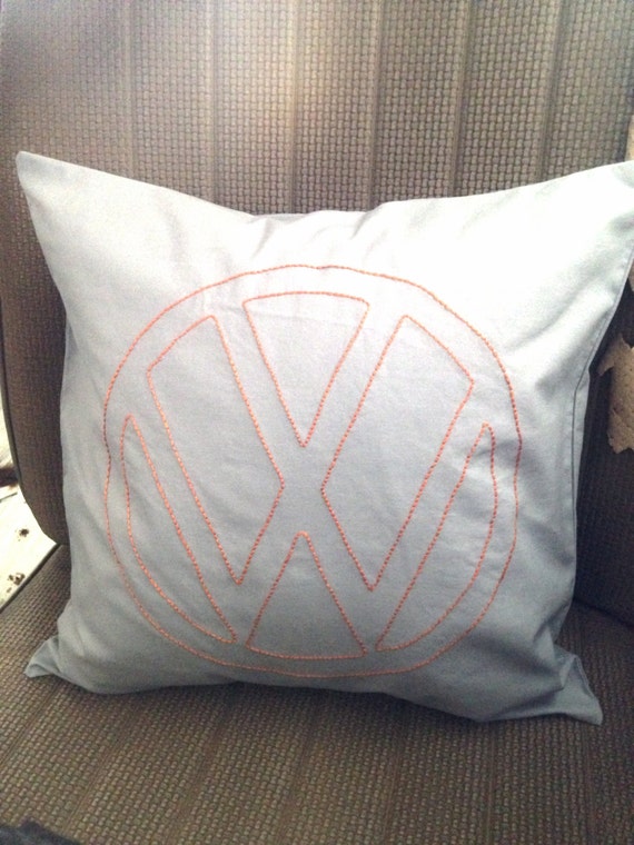 vw Emblem Embroidered Pillow