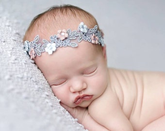 Pink Blue Baby Photo Prop ,Newborn Dainty Headband ; Baby Girl Photo Prop halo