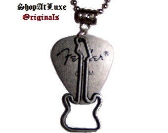 FENDER Steel Guitar Pick Necklace with New Style of Electric Guitar Dangle