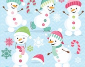 80% OFF SALE Happy PINK Snowman clipart commercial use, vector graphics, digital clip art, digital images - CL620 Il_170x135