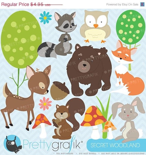60% OFF SALE woodland animals clipart commercial use, vector graphics, digital clip art, digital images - CL576 Il_570xn