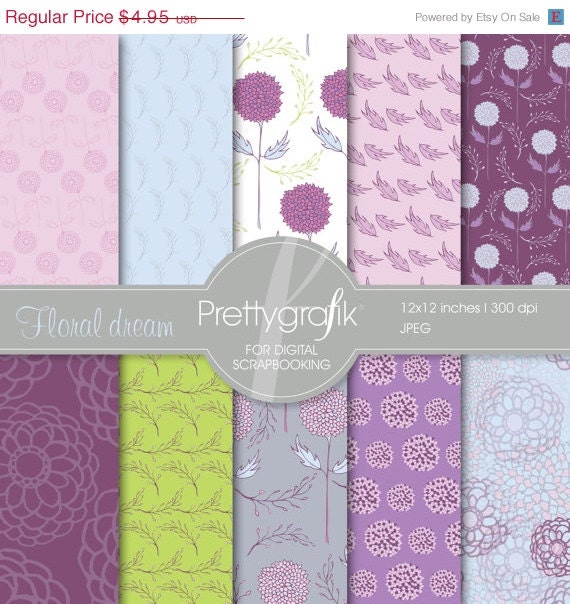 80% OFF SALE flowers digital paper, commercial use, scrapbook papers, background - PS539 Il_570xn