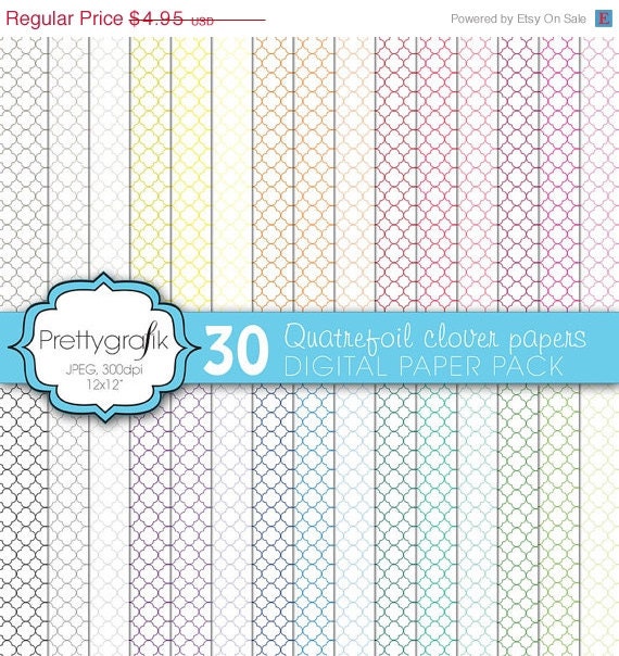 80% OFF SALE Quatrefoil clover digital paper, commercial use, scrapbook papers, background - PS570 Il_570xn