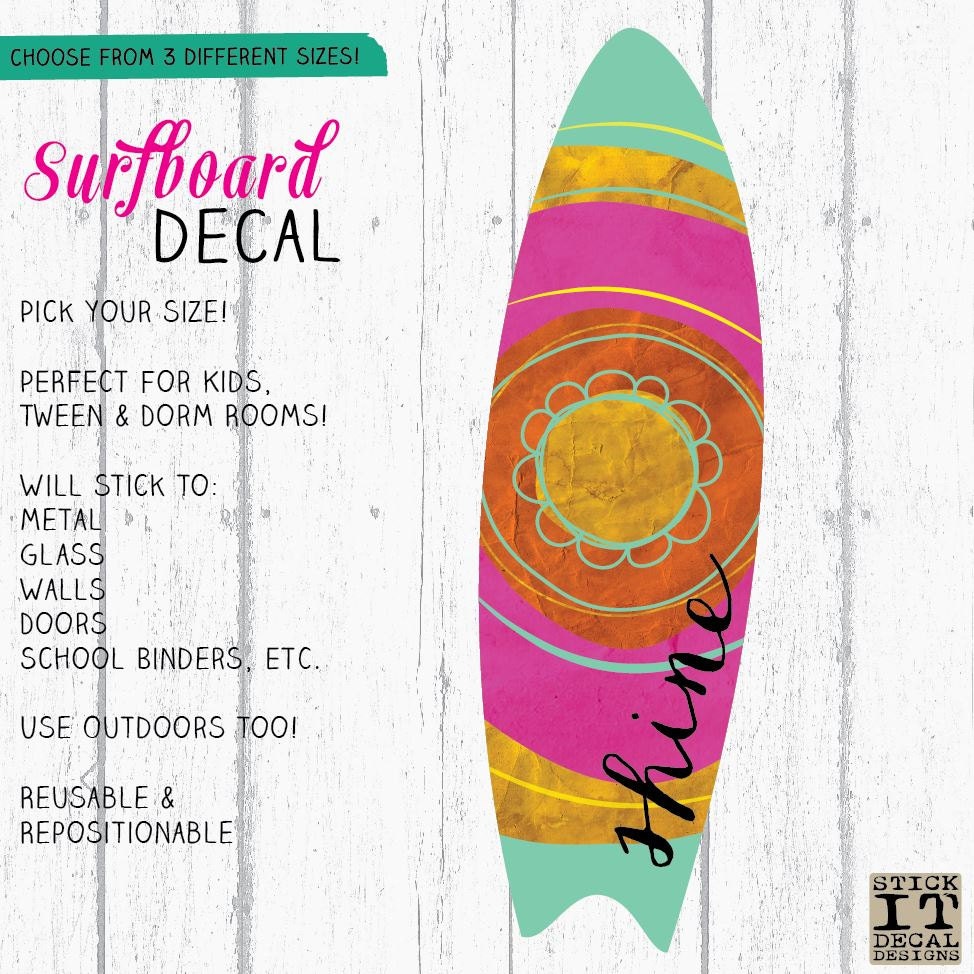 Surfboard Decal Surfboard Decor Wall Surfboard Vinyl