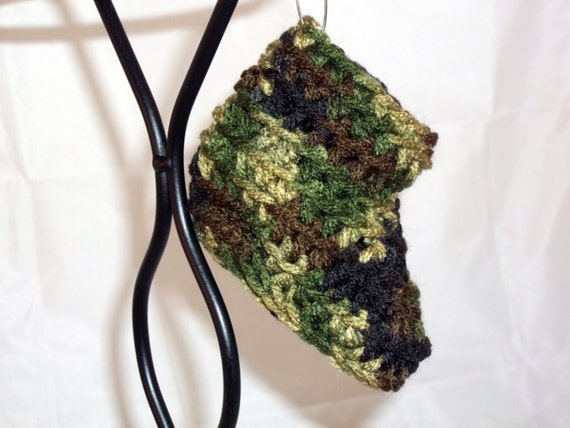 Pair of Crocheted Newborn Camouflage Booties - 0 to 3 Months