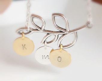 Branch Necklace, Twig Necklace, Personalized Branch Necklace, Personalized Necklace, Initial Necklace, British Seller UK, Gift for Mom