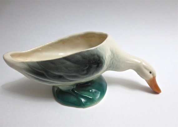 Vintage Ceramic Duck Planter by ThriftHorseInc on Etsy