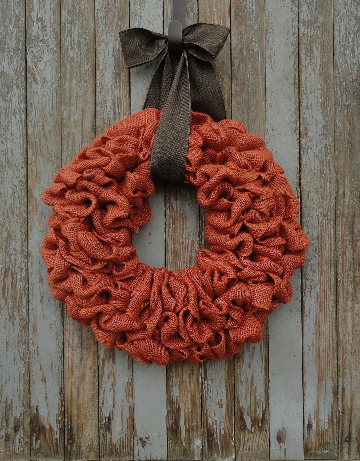 Simple Fall Burlap WreathBurnt Orange Burlap WreathAutumn