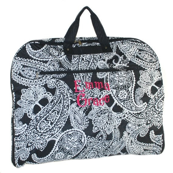 Personalized Black Paisley Travel Dance Cheer Garment Bag With