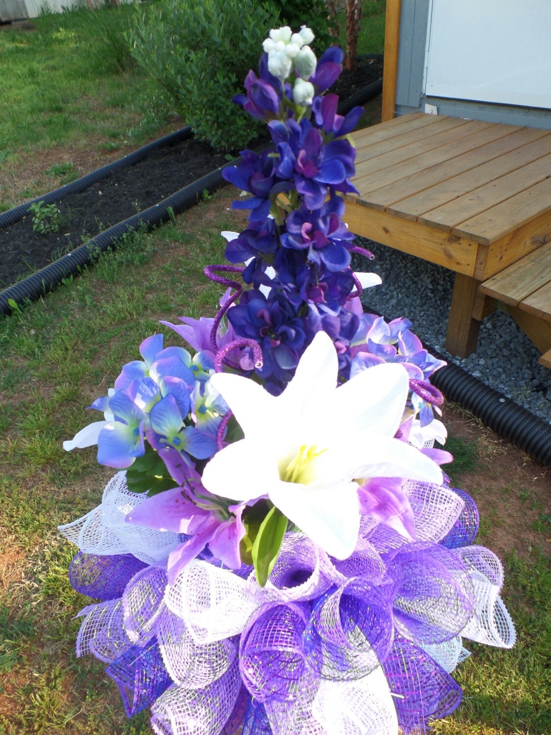 Deco Mesh 8 inch Memorial Vase Insert Cemetery Arrangements