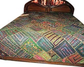 Vinatge Indian Handmade Coverlet Tapestry Kutch Embroidery