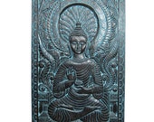 Hand Carved Wall Panel Buddha Teaching Vitarka Mudra Door Panels India 72" X 36"