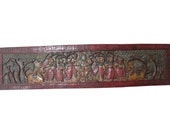 Indian Antique Wall Decor Radha Krishna Rass Carved Wood Wall Panels, Yoga, Meditation Room