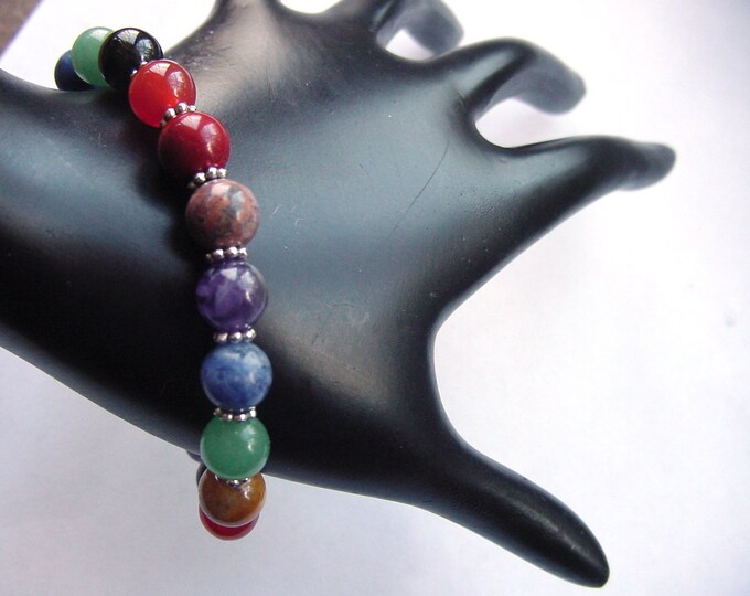 Chakra Bracelet & Earrings, Chakra Balancing Clearing, 7 Semi-Precious Stones, Energy Vibrational, Harmony, Healing Bracelet