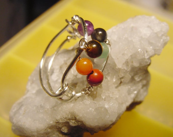 Chakra Ring, Semi Precious Stones, Wire Wrapped Silver, Harmonize, Reiki Jewelry, Chakra Jewelry, Healing Jewellery, Spiritual