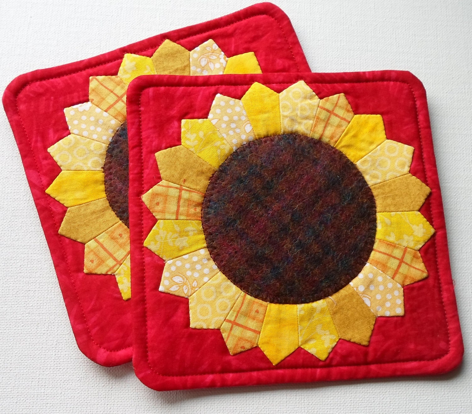 Handmade Coasters Cotton & Wool Sunflower Mug Mats