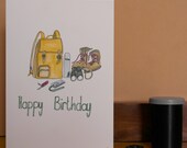 Adventure 'Happy Birthday' , Hand Illustrated Greetings Card, birthday card, hiking birthday card, happy birthday card,walking birthday card