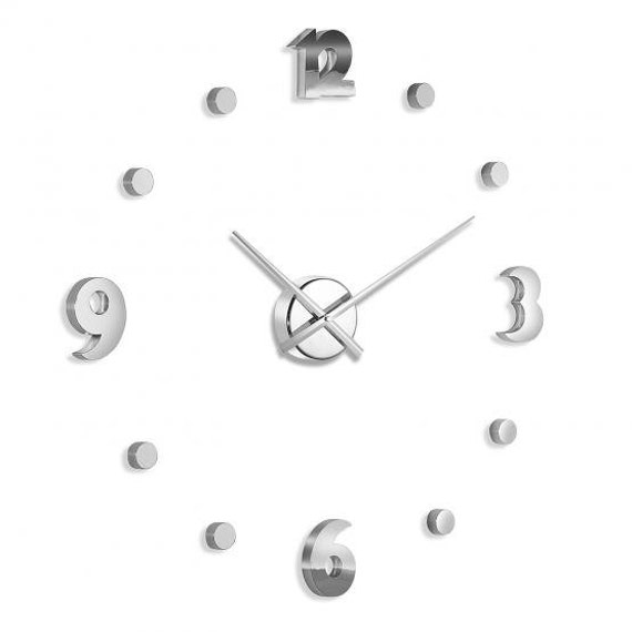 Modern Wall Clock Numbers with Chrome Quartz by PolitelyBlunt